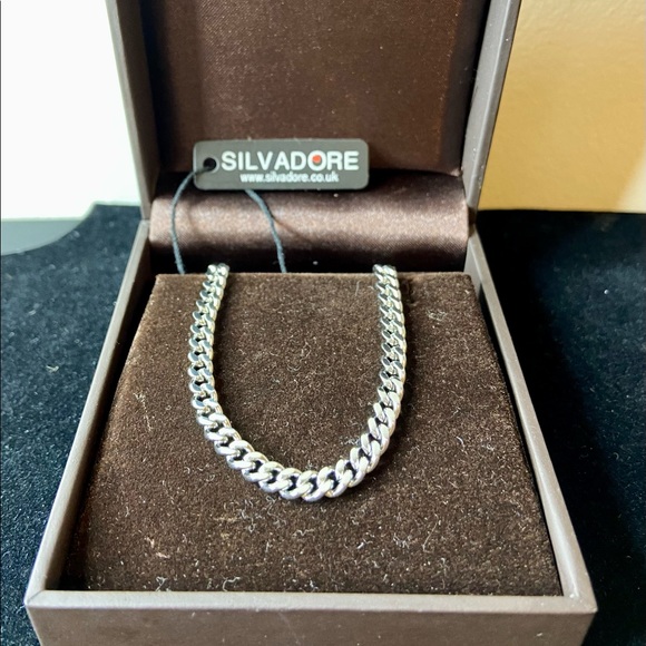 Silvadore 4mm Curb Mens Necklace Silver 